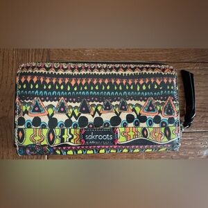 Sakroots Artist Wallet Embroidered Elephant Zip Colorful Geometric Tribal